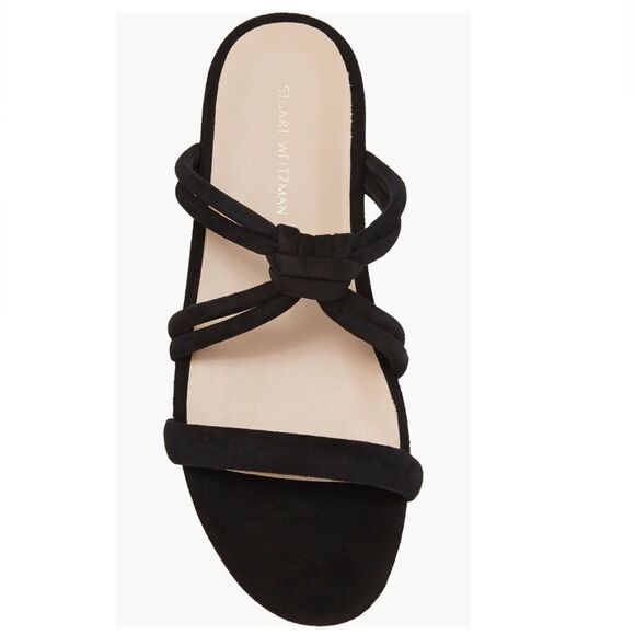 Stuart Weitzman Twist Knot Leather Slide Sandal, Designer‎ Size 8, Black, NWT - Picture 5 of 16
